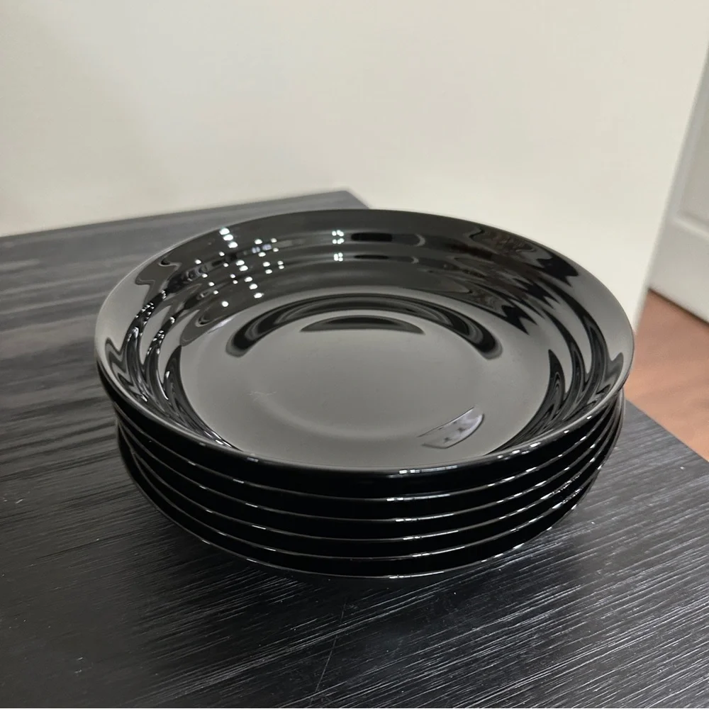 6 x IKEA Deep plate/bowl, black, 7 ½ 